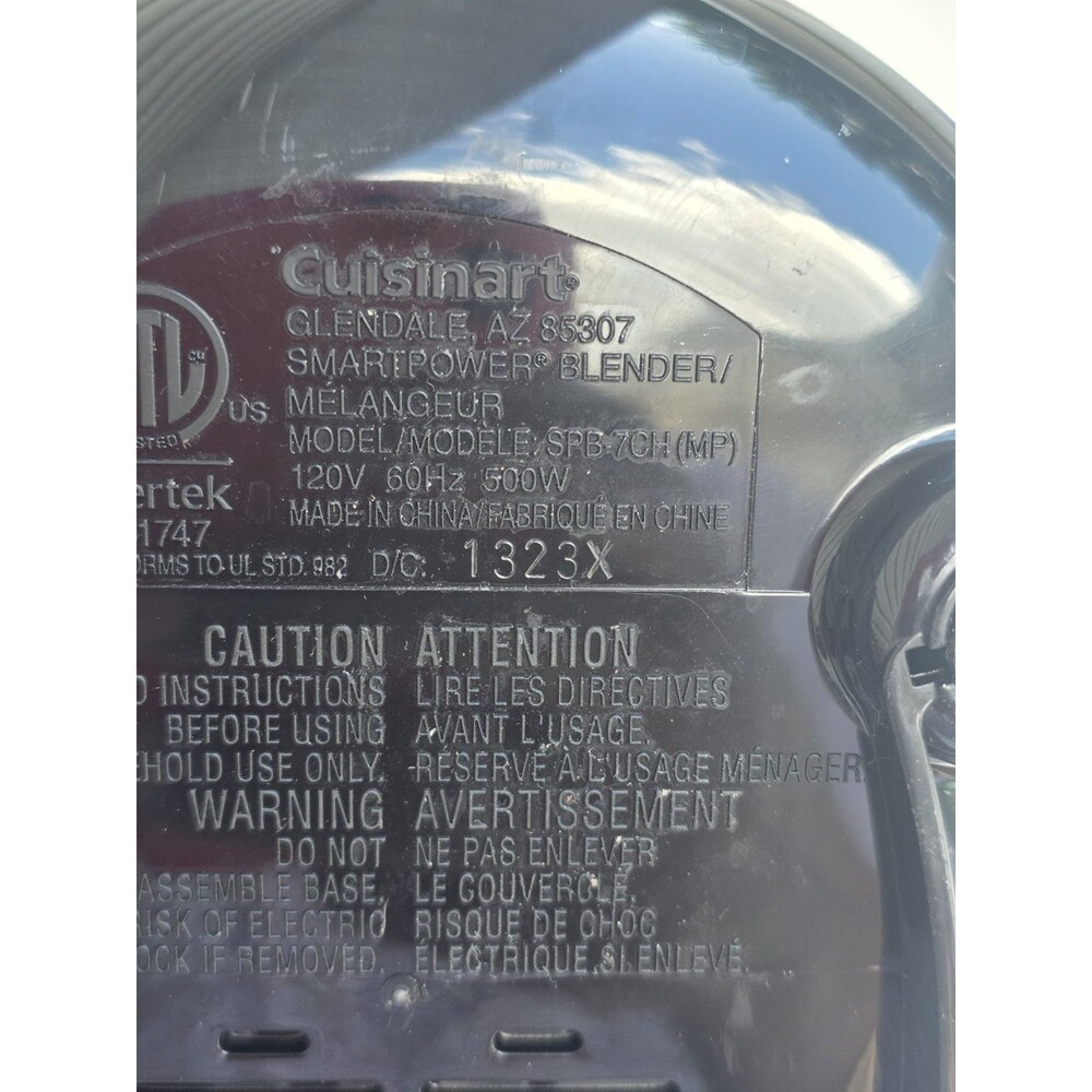 Cuisinart Smart Power Electronic 7 Speed Blender Black (SPB-7CH) Tested And Work - Picture 5 of 7